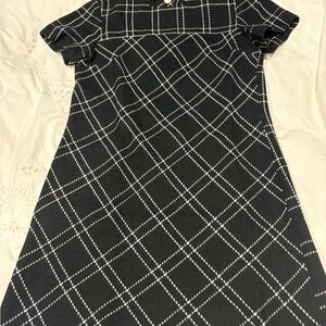 Wool Black and White Plaid Dress